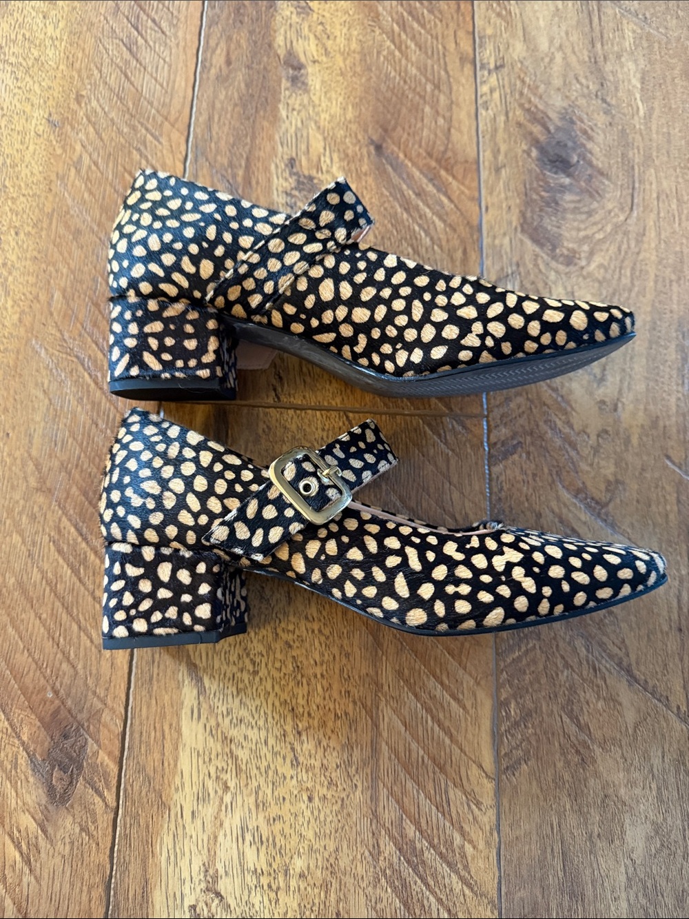 Poppy Barley Calf Hair Mary Jane Heels Animal Print 10 - Picture 11 of 15
